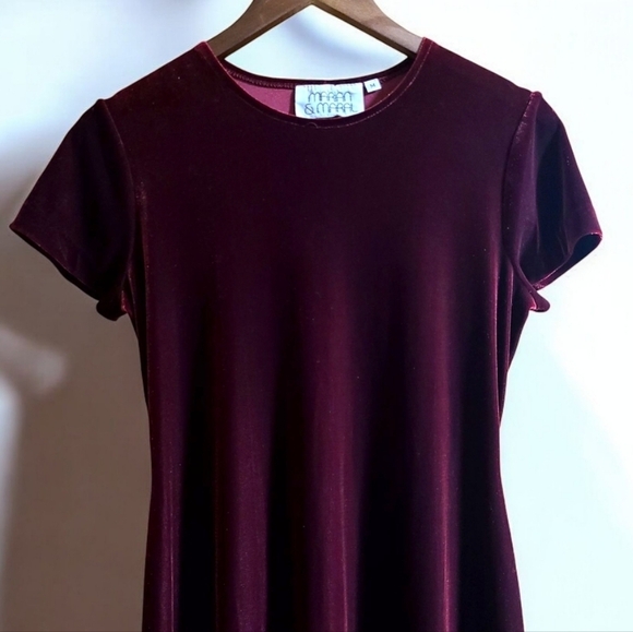 Vintage‎ Marian & Maral Velvet Velour Midi Dress - Picture 3 of 6